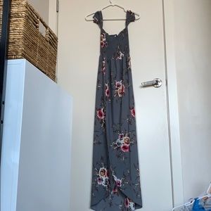 Summer Long Floral Grey Dress